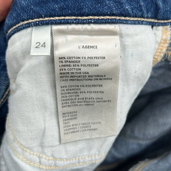 L'AGENCE Tati High Rise Cropped Jeans - Hayward - 24 - New with tags - Picture 6 of 8